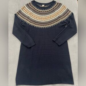 I JOAH PREMIUM Navy Sweater Dress with Patterned Yoke Sz L